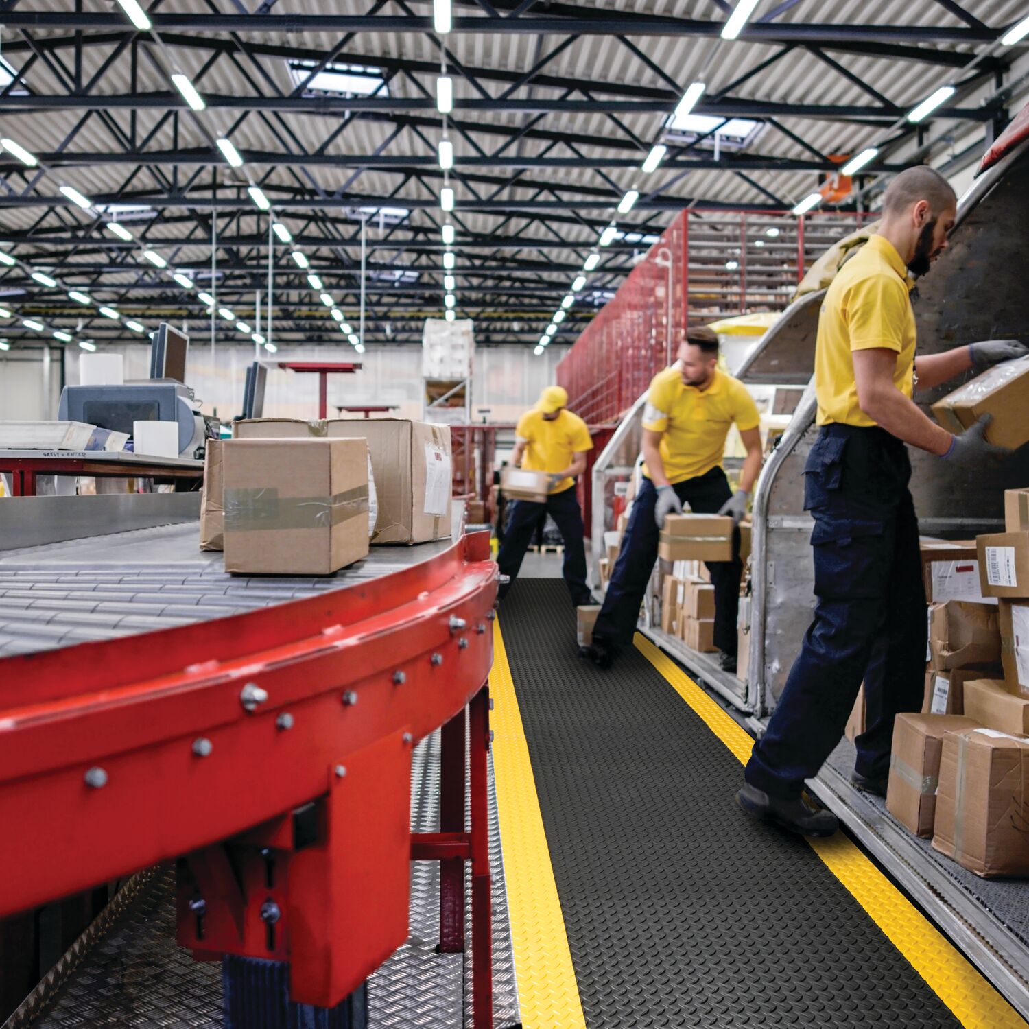 Rubberen vloer pakketdepot